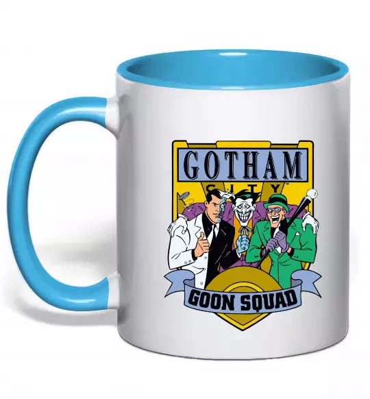 Чашка з кольоровою ручкою Gotham goon squad Блакитний фото
