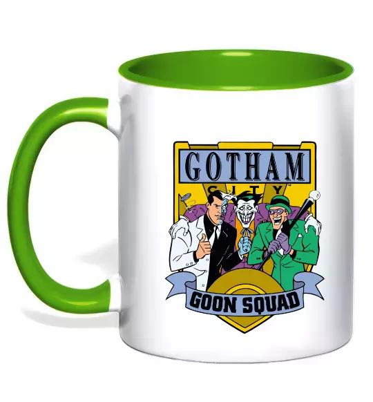 Чашка з кольоровою ручкою Gotham goon squad Зелений фото