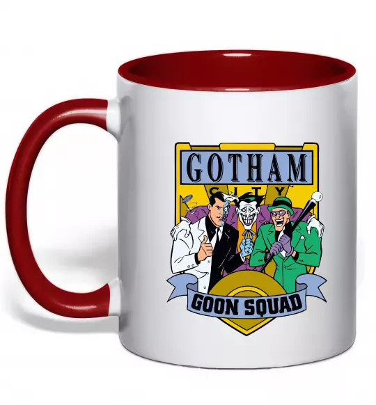 Чашка з кольоровою ручкою Gotham goon squad Червоний фото