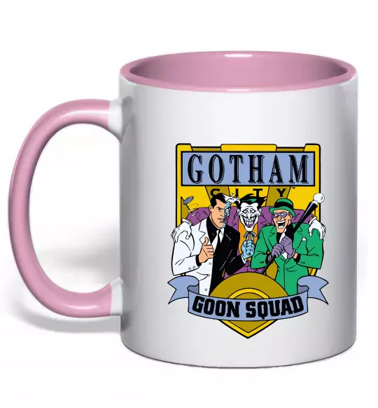 Чашка з кольоровою ручкою Gotham goon squad Ніжно рожевий фото