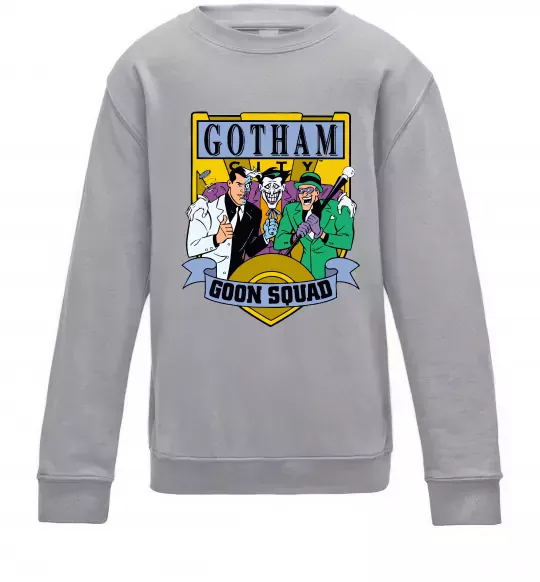 Детский Свитшот Gotham goon squad Серый меланж фото