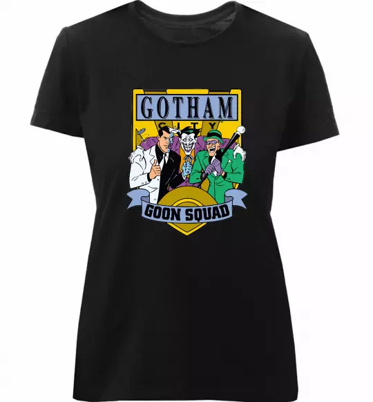 Женская премиум футболка Gotham goon squad Черный фото