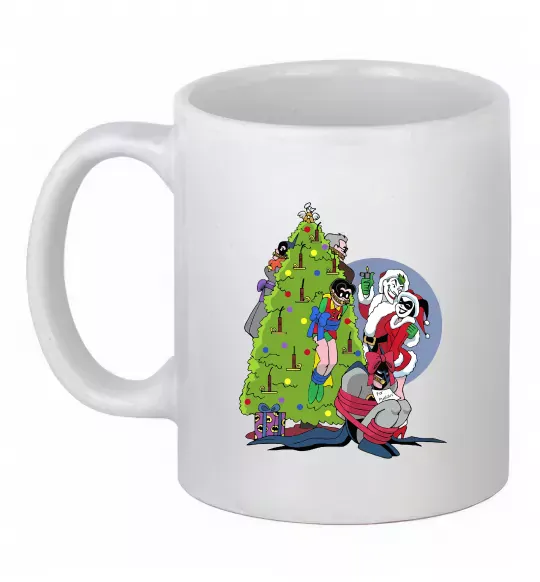 Чашка керамічна Бетмен та Джокер Новий рік Білий фото
