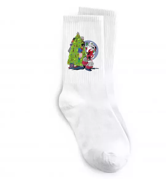 Шкарпетки Бетмен та Джокер Новий рік Білий фото