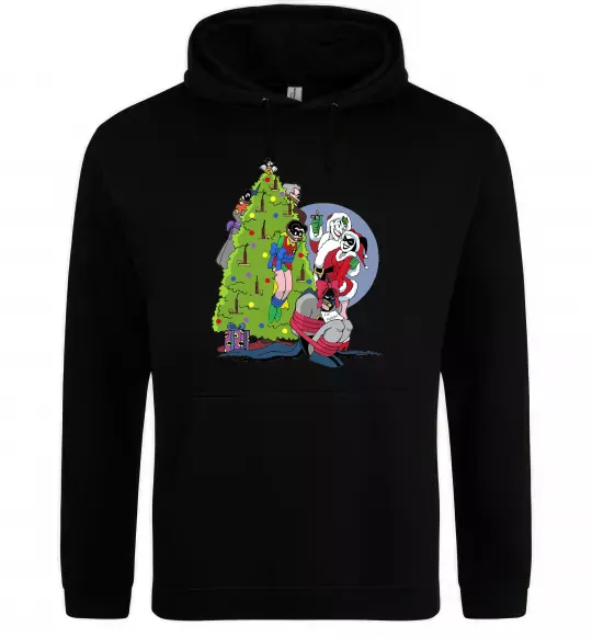 Женская толстовка (худи) Бетмен та Джокер Новий рік Черный фото