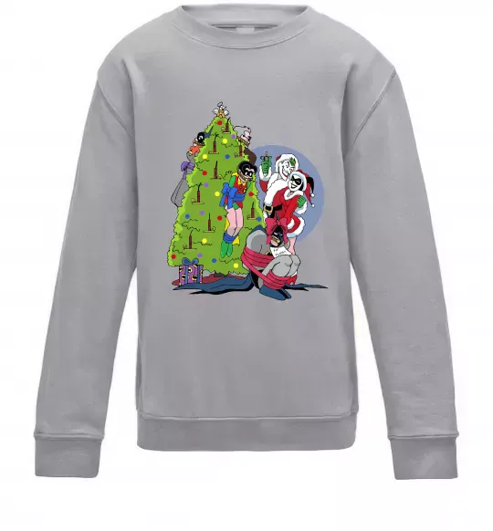 Детский Свитшот Бетмен та Джокер Новий рік Серый меланж фото