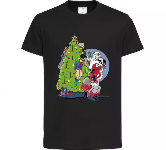 Дитяча футболка Бетмен та Джокер Новий рік Чорний фото