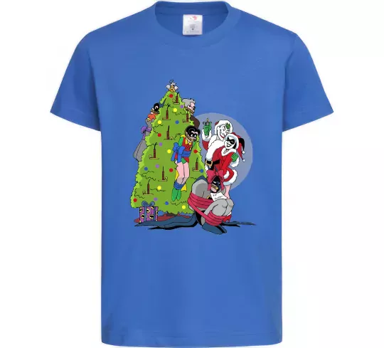 Дитяча футболка Бетмен та Джокер Новий рік Яскраво-синій фото