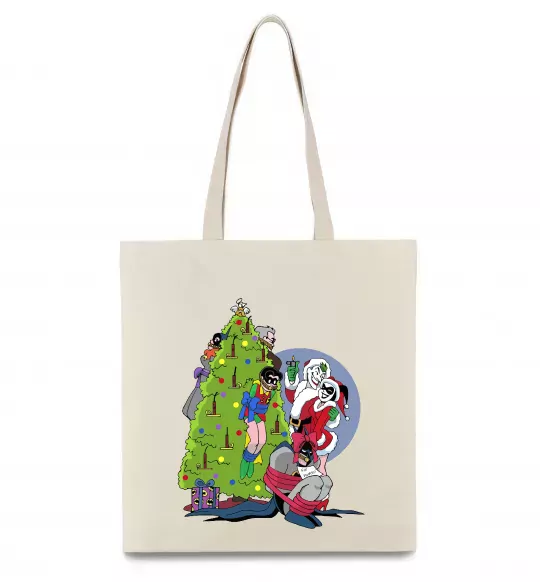 Еко-сумка Бетмен та Джокер Новий рік Бежевий фото