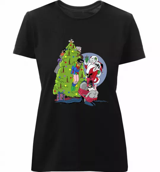 Жіноча преміум футболка Бетмен та Джокер Новий рік Чорний фото