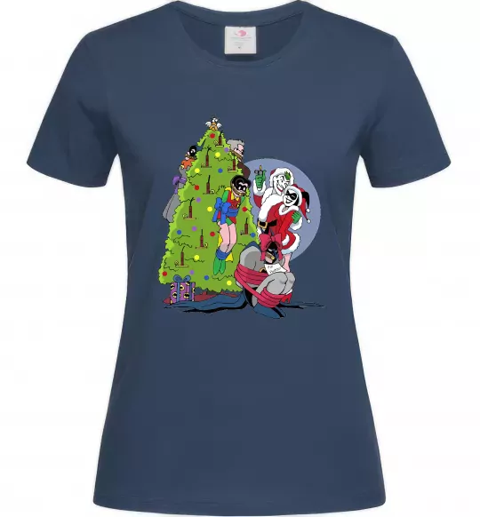 Женская футболка Бетмен та Джокер Новий рік Темно-синий фото