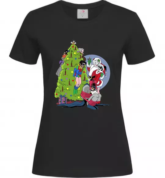 Женская футболка Бетмен та Джокер Новий рік Черный фото