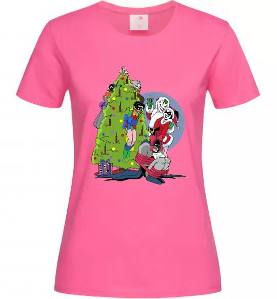 Женская футболка Бетмен та Джокер Новий рік Ярко-розовый фото