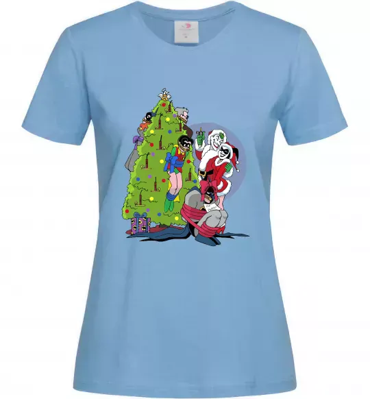 Женская футболка Бетмен та Джокер Новий рік Голубой фото