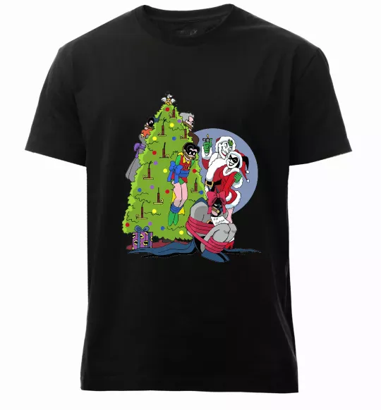Чоловіча преміум футболка Бетмен та Джокер Новий рік Чорний фото