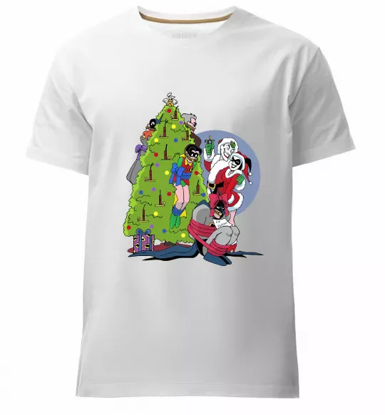 Чоловіча преміум футболка Бетмен та Джокер Новий рік Білий фото