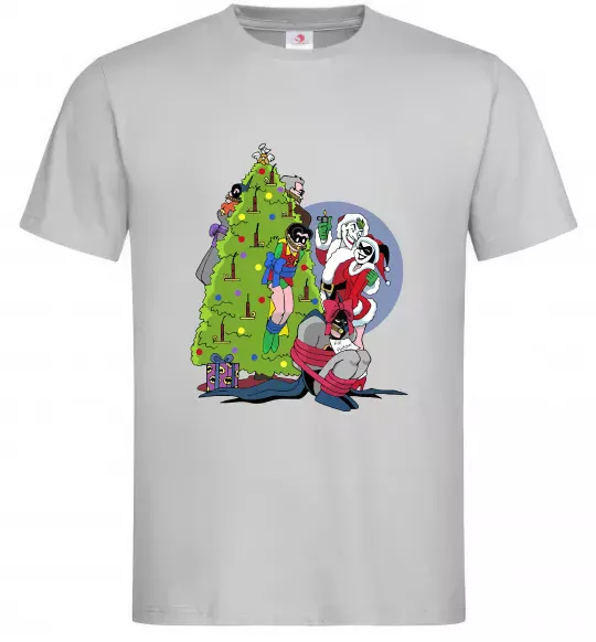 Мужская футболка Бетмен та Джокер Новий рік Серый фото