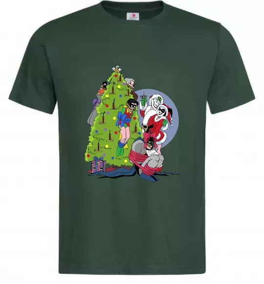 Мужская футболка Бетмен та Джокер Новий рік Темно-зеленый фото
