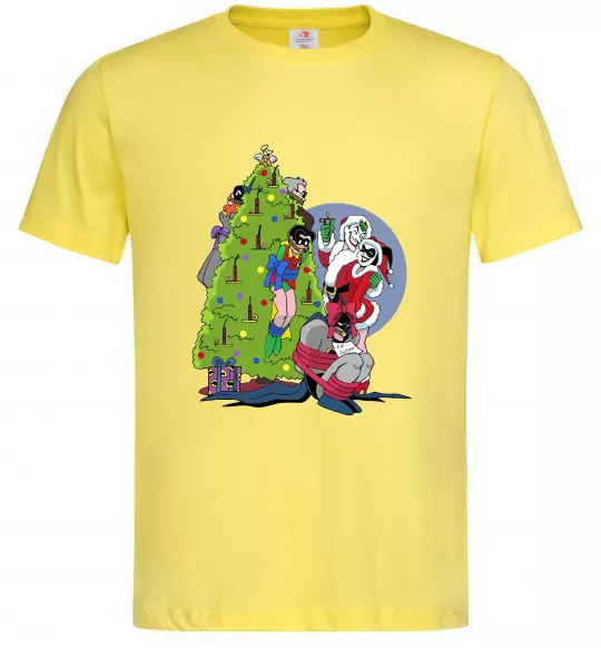 Мужская футболка Бетмен та Джокер Новий рік Лимонный фото