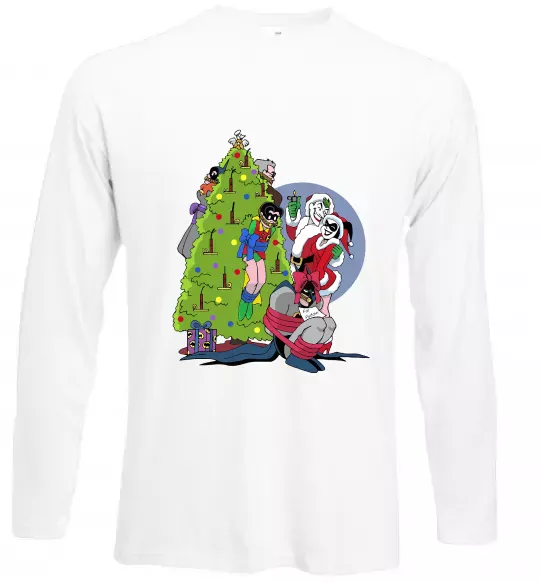 Лонгслів Бетмен та Джокер Новий рік Білий фото