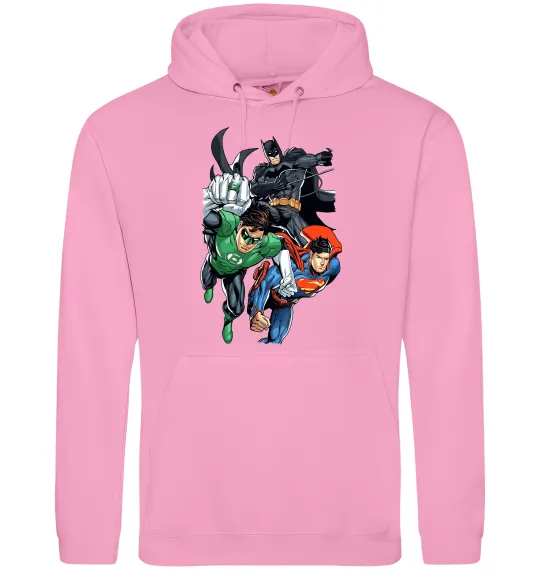 Жіноча толстовка (худі) Зелений ліхтар, Бетмен та Супермен Рожевий фото
