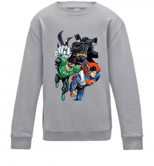 Дитячий світшот Зелений ліхтар, Бетмен та Супермен Сірий меланж фото
