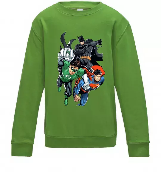 Дитячий світшот Зелений ліхтар, Бетмен та Супермен Лаймовий фото