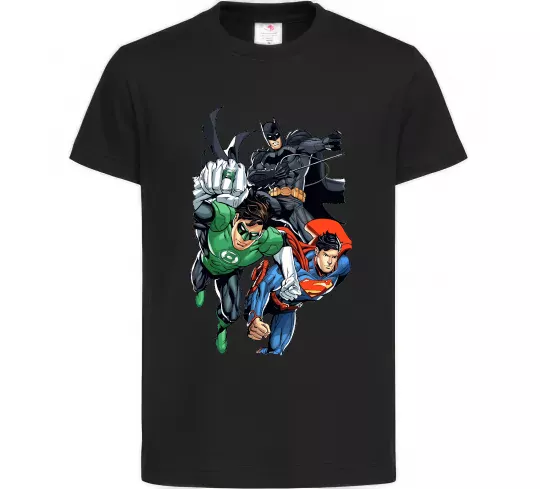Детская футболка Зелений ліхтар, Бетмен та Супермен Черный фото