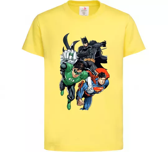 Детская футболка Зелений ліхтар, Бетмен та Супермен Лимонный фото