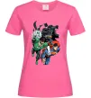 Жіноча футболка Зелений ліхтар, Бетмен та Супермен Яскраво-рожевий фото