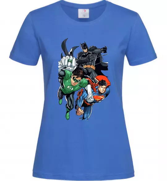 Жіноча футболка Зелений ліхтар, Бетмен та Супермен Яскраво-синій фото