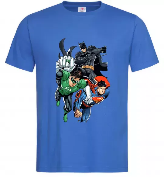 Чоловіча футболка Зелений ліхтар, Бетмен та Супермен Яскраво-синій фото