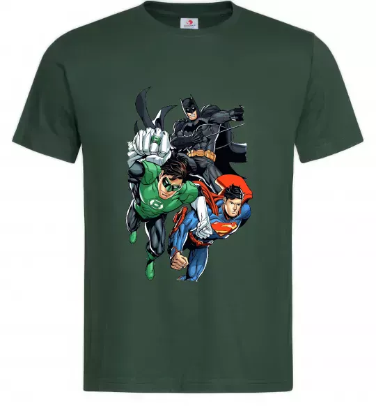 Чоловіча футболка Зелений ліхтар, Бетмен та Супермен Темно-зелений фото
