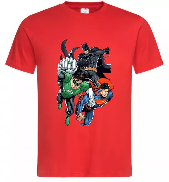 Чоловіча футболка Зелений ліхтар, Бетмен та Супермен Червоний фото