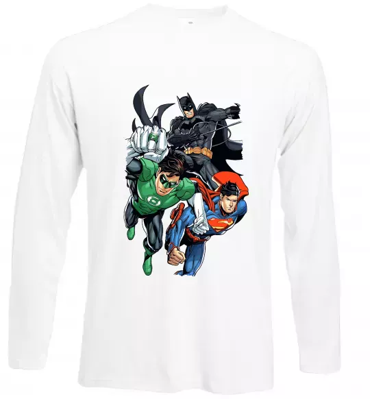 Лонгслів Зелений ліхтар, Бетмен та Супермен Білий фото