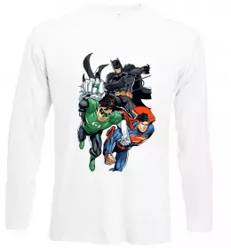 Лонгслів Зелений ліхтар, Бетмен та Супермен Білий фото