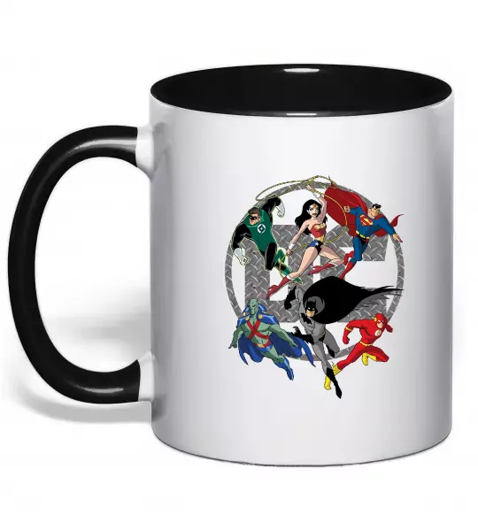 Чашка з кольоровою ручкою DC Герої Чорний фото