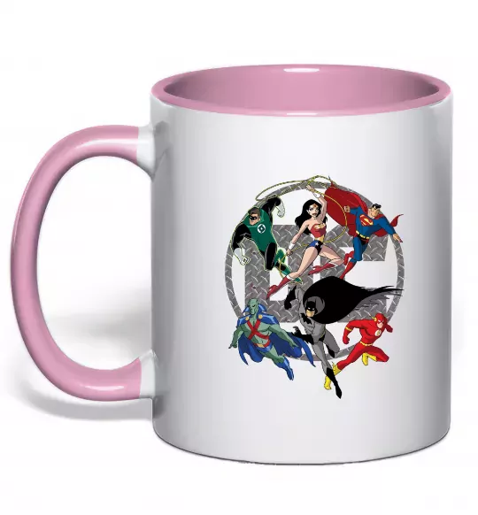 Чашка з кольоровою ручкою DC Герої Ніжно рожевий фото