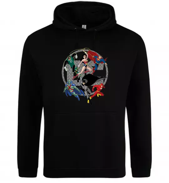 Чоловіча толстовка (худі) DC Герої Чорний фото