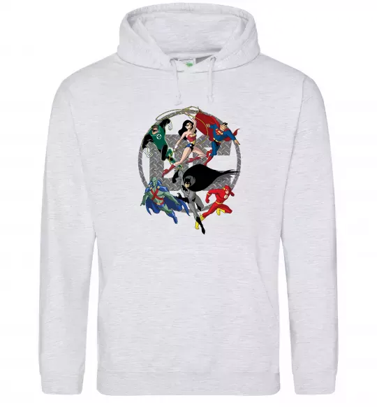 Чоловіча толстовка (худі) DC Герої Сірий меланж фото