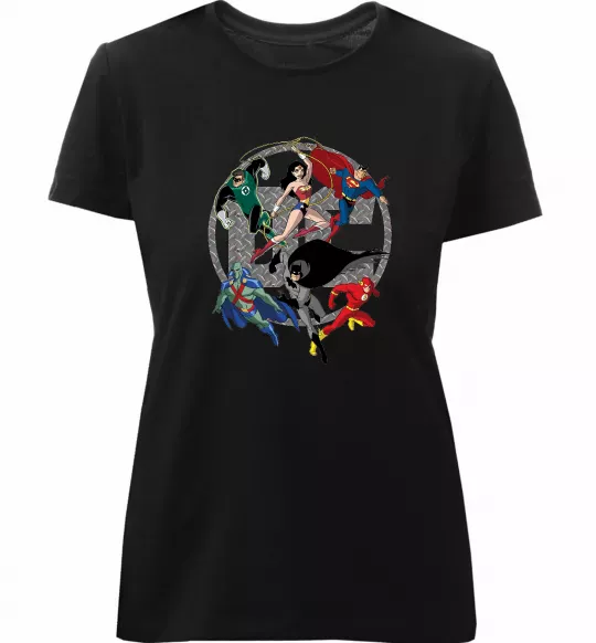 Жіноча преміум футболка DC Герої Чорний фото