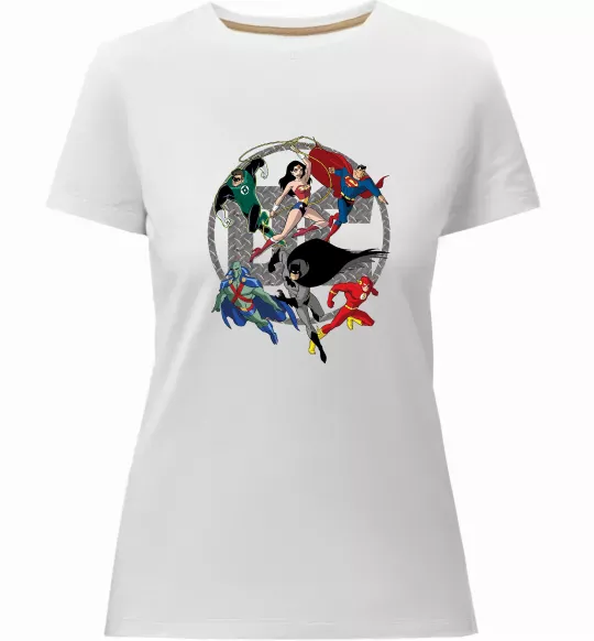 Жіноча преміум футболка DC Герої Білий фото