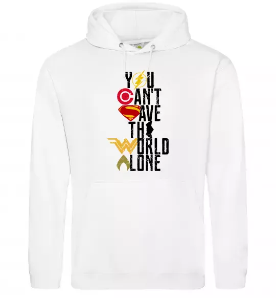 Чоловіча толстовка (худі) You can`t save the world alone Білий фото