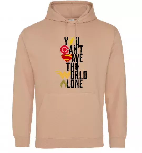Чоловіча толстовка (худі) You can`t save the world alone Пісочний фото