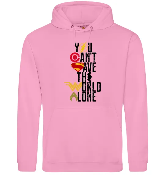 Женская толстовка (худи) You can`t save the world alone Розовый фото