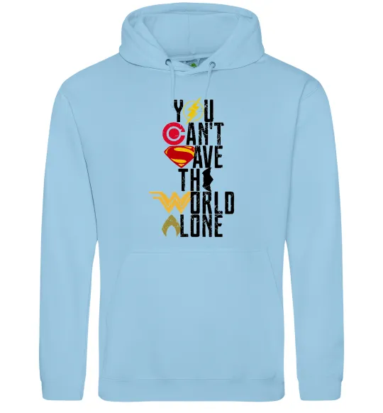 Женская толстовка (худи) You can`t save the world alone Голубой фото