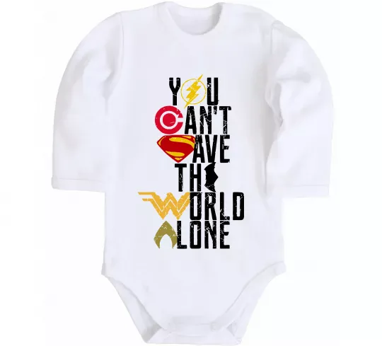 Детский боди You can`t save the world alone Белый фото