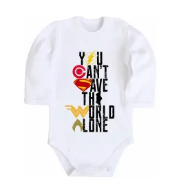 Дитячий бодік You can`t save the world alone Білий фото