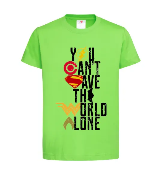 Детская футболка You can`t save the world alone Лаймовый фото