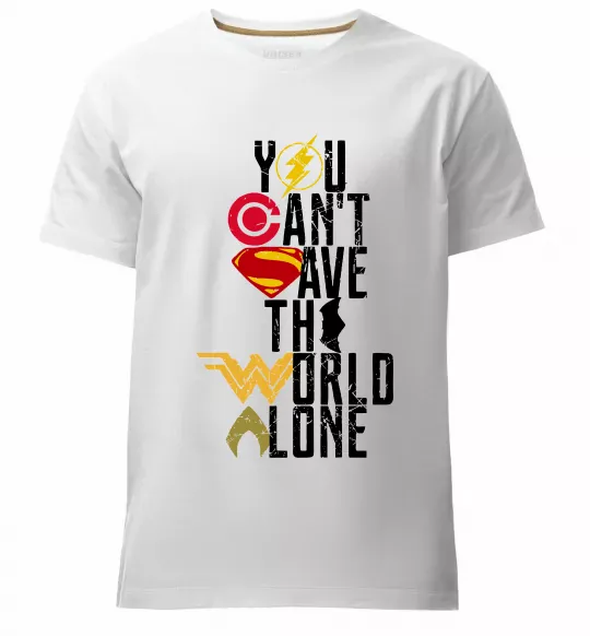 Мужская премиум футболка You can`t save the world alone Белый фото